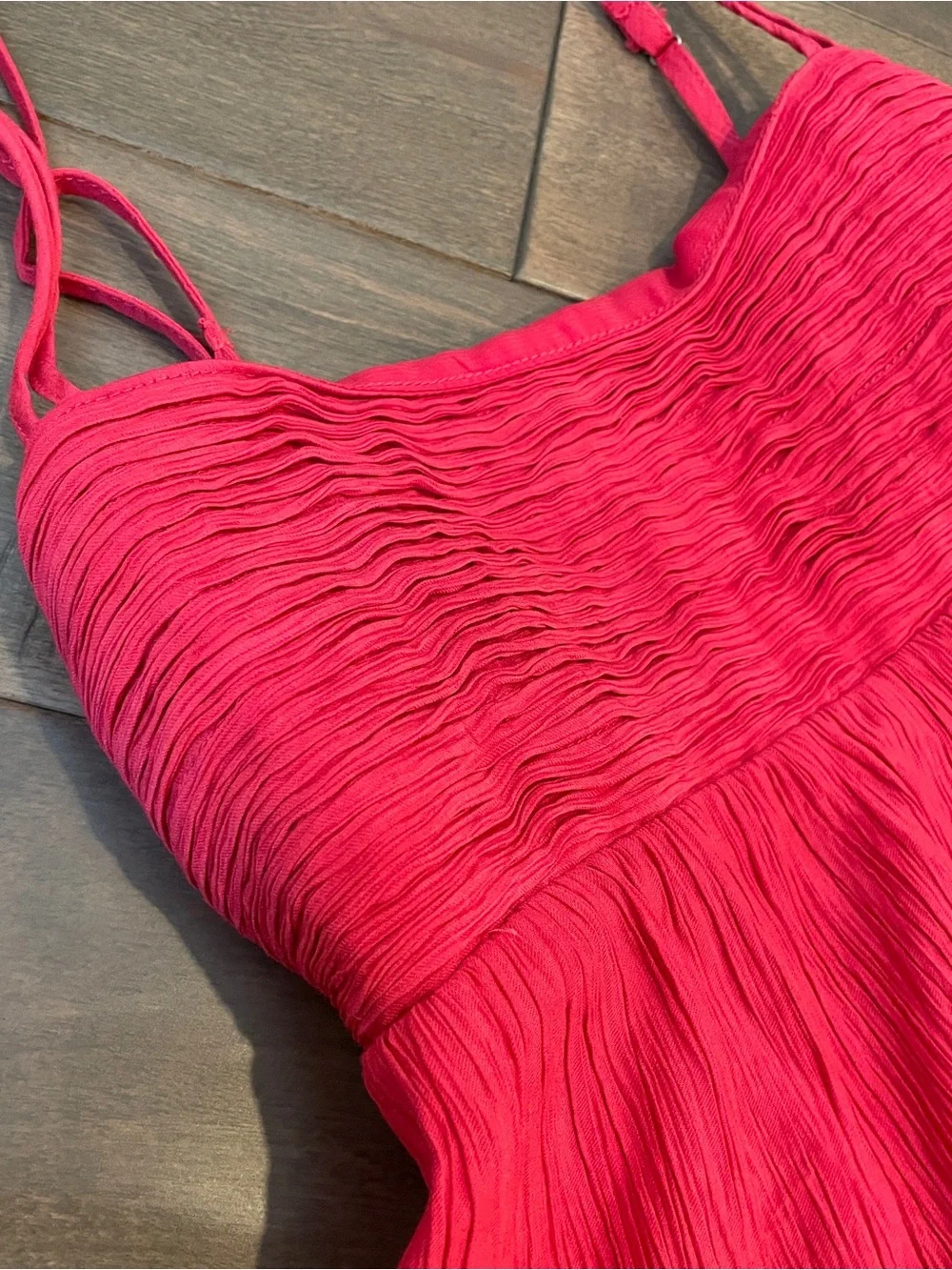 Abercrombie & Fitch Dark Coral Crinkle Textured Maxi Dress - Size XS Petite